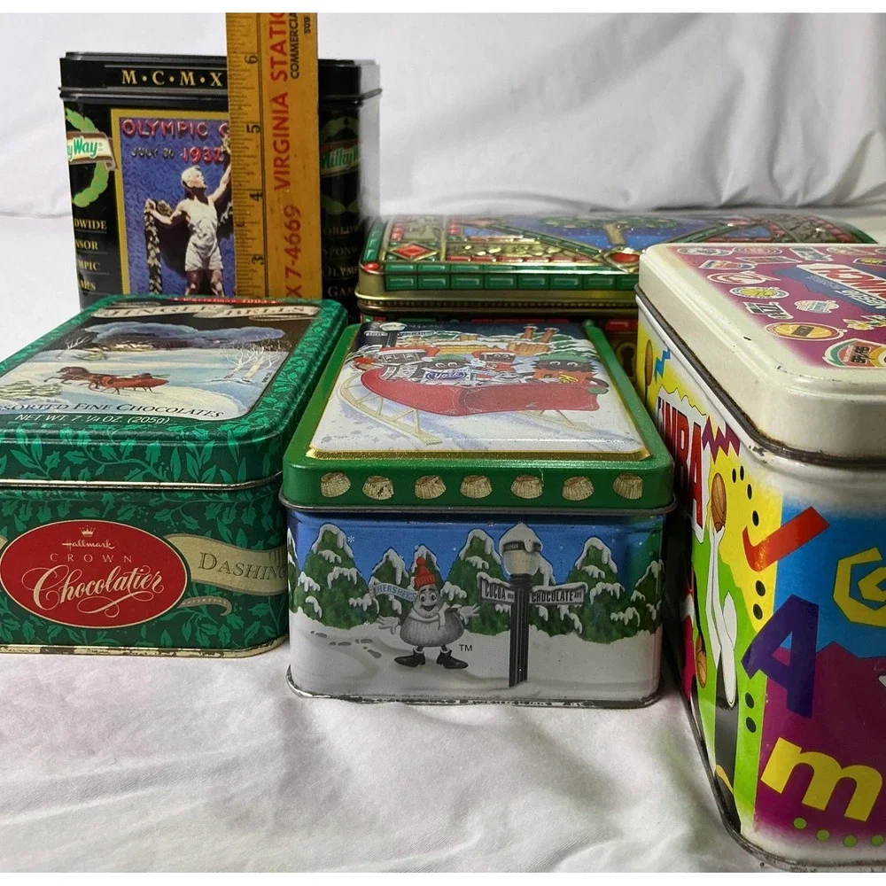 Lot of 5 Vintage Collectible Candy Chocolate Tins Milky Way Nestle Hershey Mix